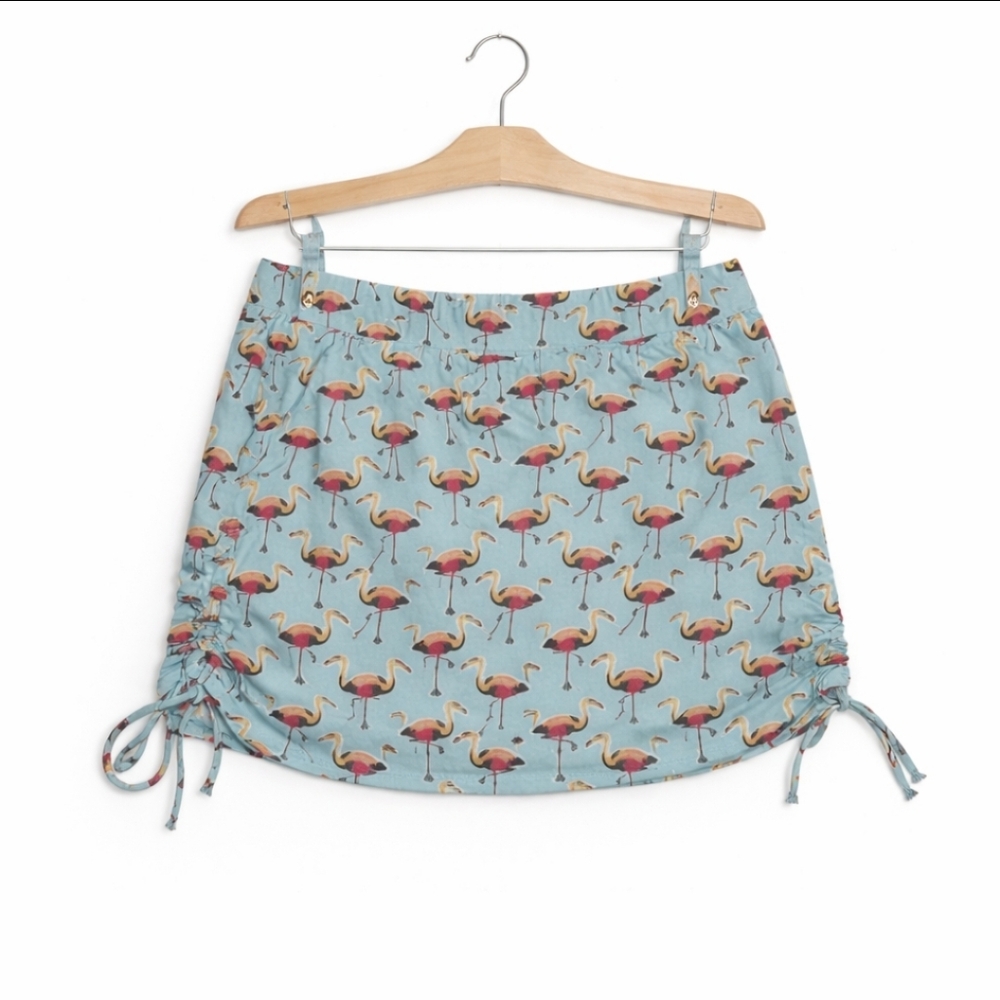 Crown & Ivy Green Flamingo Tropical Summer Vacation Travel Beachy Skort Sz Lg